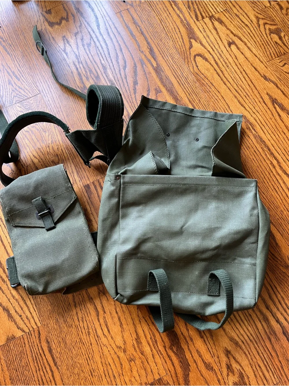 Olive Green Canvas Messenger Actual Military Bag with Adjustable Strap